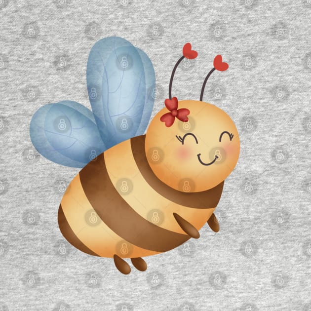 Cute Bee With Flower by EL-Lebedenko